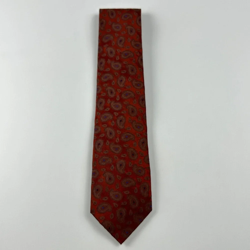 Paul Frederick Sartoriale Rust‎ Paisley 100% Silk Tie Italy